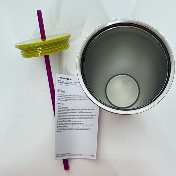 Starbucks Stainless Steel Purple Pink Green Ombre Tumbler With Straw 24oz - Picture 7 of 10